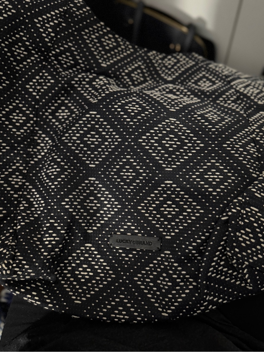 Lucky Brand "Mia" Geometric Canvas Tote / Hobo Bag.
